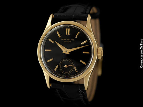 1941 Patek Philippe Vintage Calatrava Ref. 96 Mens Watch, 18K Gold - Rare Black Dial