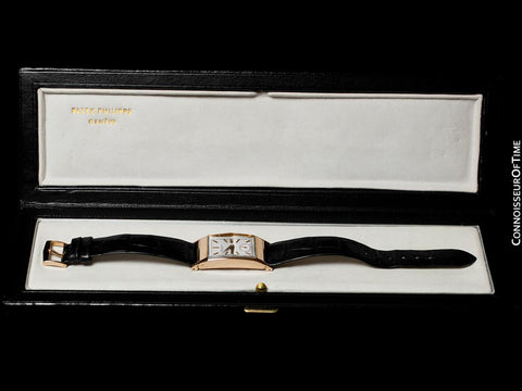 1939 Patek Philippe "Tegolino" Vintage Mens Rectangular Watch - 18K Rose Gold
