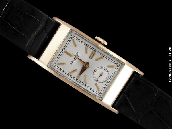 1939 Patek Philippe "Tegolino" Vintage Mens Rectangular Watch - 18K Rose Gold