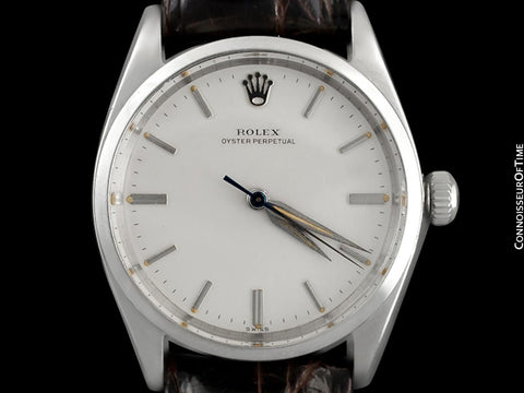 1960 Rolex Oyster Perpetual Vintage Mens Uncommon Ref. 5552 Watch with Silver Dial - Stainless Steel