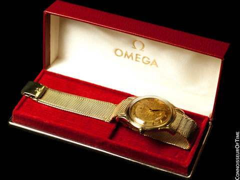 1954 Omega Vintage "De Luxe" Constellation with Bracelet - Tropical Dial - 14K Gold with Box