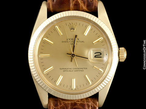 1979 Rolex Oyster perpetual Date (Datejust) Mens Watch, Champagne Dial - 14K Gold