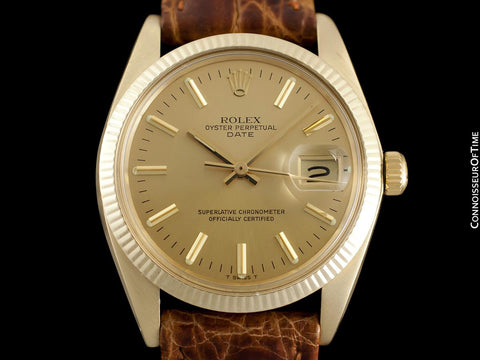 1979 Rolex Oyster perpetual Date (Datejust) Mens Watch, Champagne Dial - 14K Gold