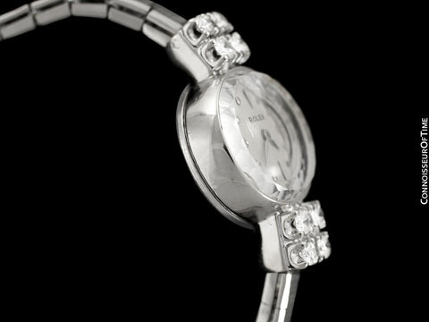 1960's Rolex Ladies Dress Watch, Silver Dial - 14K White Gold & Diamonds