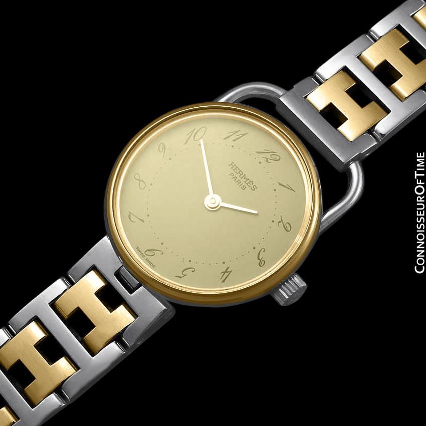 Watch Hermès Arceau Marquetrie de Paille  Arceau White Gold - Squares  Motif Dial - Alligator Strap