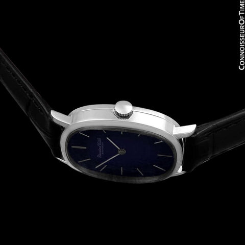 1974 IWC Vintage Mens Ellipse Blue Vignette Dial Watch, Caliber 403 - Stainless Steel