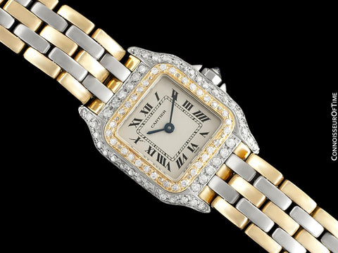 Cartier Panthere Ladies Two-Tone Watch - Stainless Steel, 18K Gold & Diamonds