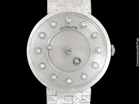 1966 Jaeger-LeCoultre Vintage Mens Mystery Dial Watch - 14K White Gold & Diamonds