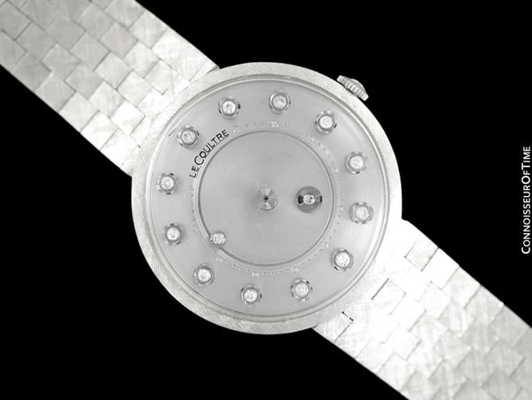 1966 Jaeger-LeCoultre Vintage Mens Mystery Dial Watch - 14K White Gold & Diamonds
