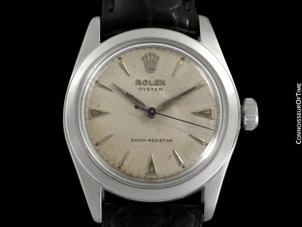 1952 Rolex Mens Vintage "Shock Resisting" Oyster Watch, Stainless Steel - Classic & Rare Design