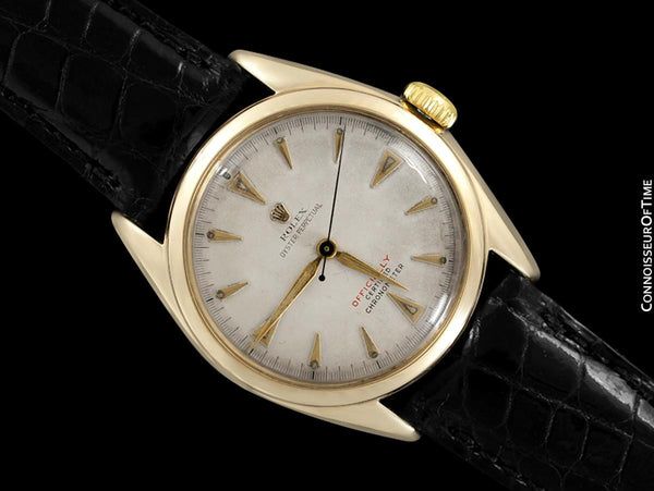 1952 Rolex Oyster Perpetual Vintage Mens Rare "Red Letter" Ref. 6084 Watch - 14K Gold