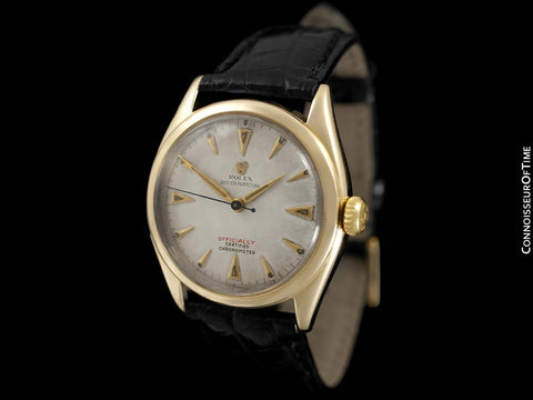 1952 Rolex Oyster Perpetual Vintage Mens Rare "Red Letter" Ref. 6084 Watch - 14K Gold