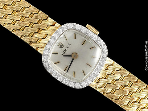 1980's Rolex Ladies Vintage Dress Watch - 14K Gold & Diamonds