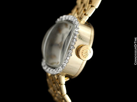 1980's Rolex Ladies Vintage Dress Watch - 14K Gold & Diamonds