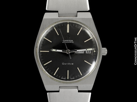 1974 Omega Geneve Vintage Mens Watch, Quick-Setting Day & Date - Stainless Steel