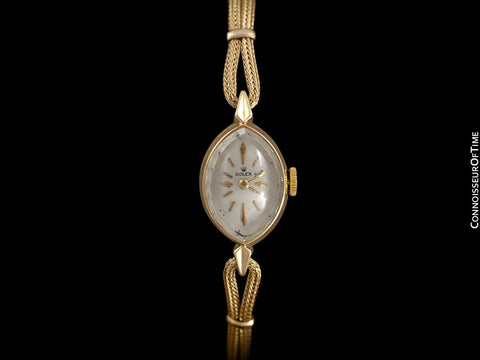 1960's Rolex Ladies Pre-Cellini Dress Watch, Silver Dial - 14K Gold