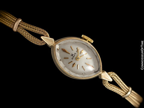 1960's Rolex Ladies Pre-Cellini Dress Watch, Silver Dial - 14K Gold