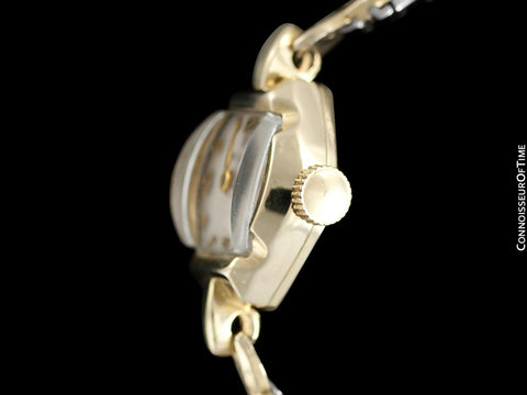 1950's Rolex Ladies Dress Watch, Silver Dial - 14K Gold