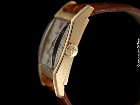 1943 Jaeger-LeCoultre Vintage Mens Midsize Rectangular Watch - 14K Gold