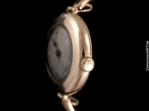 1920's Rolex Ladies Vintage Art Deco Dial Watch with Bracelet - 9K Rose Gold
