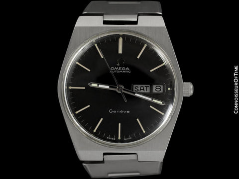 1974 Omega Geneve Vintage Mens Watch, Quick-Setting Day & Date - Stainless Steel