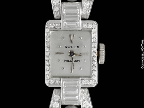 1940's Rolex Ladies Vintage Cocktail Watch - Platinum with 3 Carats of Diamonds