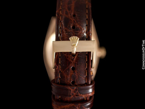 1946 Rolex Vintage Mens Oyster Perpetual Bubbleback Watch, Ref. 3131 - 14K Rose Gold