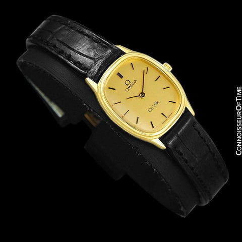 1985 Omega De Ville Vintage Ladies Quartz Watch - 18K Gold Plated & Stainless Steel