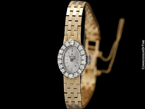 1970's Rolex Ladies Vintage Dress Bracelet Watch - 14K Yellow & White Gold & Diamonds