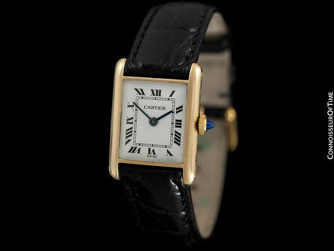 1940's Cartier Vintage Ladies "Collection Privee" Level Special Tank Watch - Solid 18K Gold