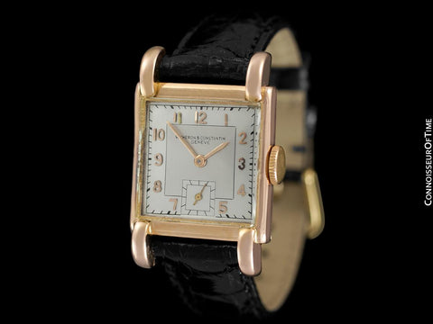 1930's Vacheron & Constantin Vintage Mens Midsize Art Deco Watch with Claw Lugs - 18K Rose Gold