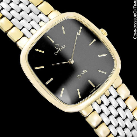 Omega De Ville Mens Unisex Two-Tone Ultra Thin Dress Watch with Bracelet - 18K Gold Plated & Stainless Steel