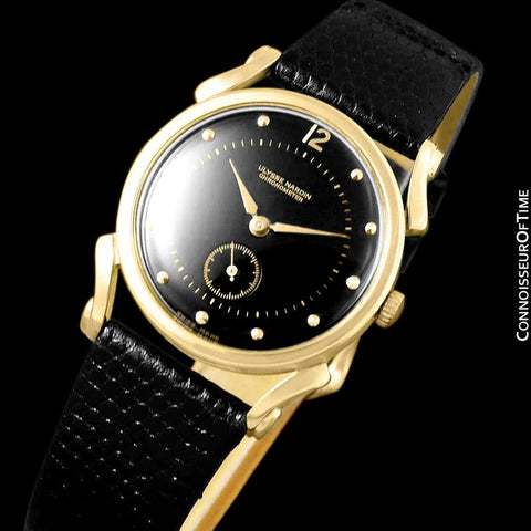 1950's Ulysse Nardin Vintage Chronometer Mens Midsize Dress Watch, Beautiful Case - 18K Gold Plated