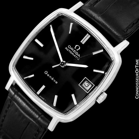 1975 Omega Geneve Vintage Mens Midsize Automatic Watch with Quick-Setting Date - Stainless Steel
