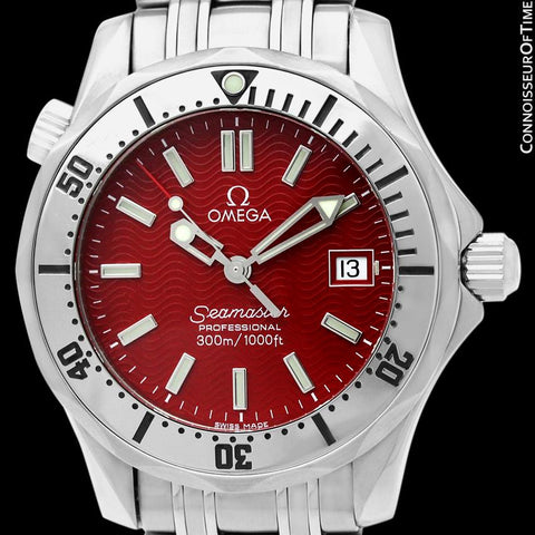 Omega Seamaster Midsize 300M Red Professional Divers Stainless Steel 2562.60 Watch - Rare Marui Special Edition