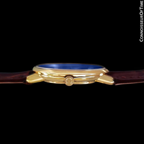 1970's Omega De Ville Vintage Mens Midsize Ultra Thin Dress Watch - 18K Gold Plated