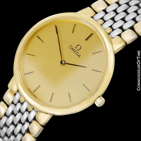 Omega De Ville Mens Two-Tone Ultra Thin Dress Watch with Bracelet - 18K Gold Plated & Stainless Steel
