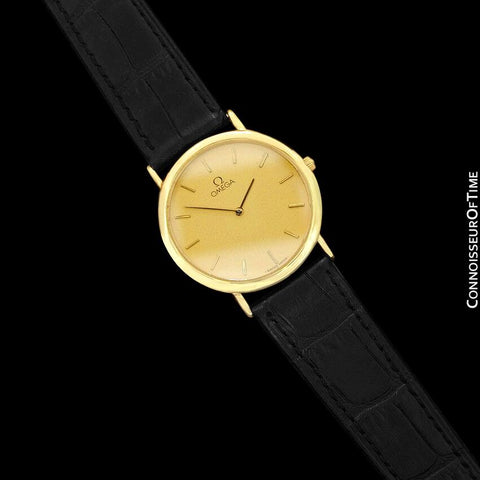 Omega De Ville Mens Midsize Ultra Thin Dress Watch - 18K Gold Plated & Stainless Steel