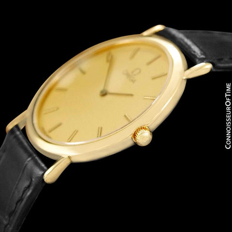 Omega De Ville Mens Midsize Ultra Thin Dress Watch - 18K Gold Plated & Stainless Steel