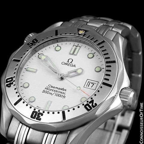 Omega Seamaster Midsize 300M White (James Bond Style) Professional Divers Watch, Stainless Steel - 2562.20.00