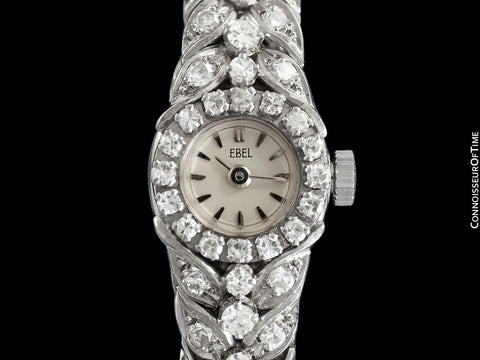 1950's Ebel Vintage Ladies 3.5 Carat Cocktail Watch - 18K White Gold & Diamonds