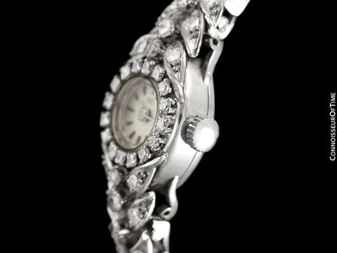 1950's Ebel Vintage Ladies 3.5 Carat Cocktail Watch - 18K White Gold & Diamonds