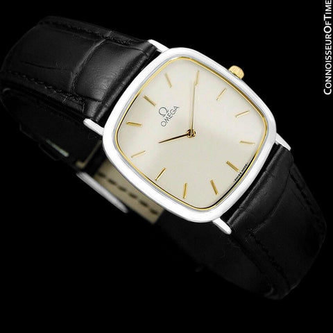1980's Omega De Ville Vintage Mens Midsize Ultra Thin Dress Watch - Stainless Steel