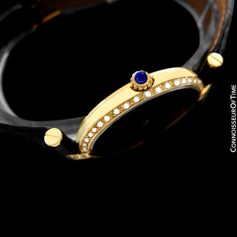 Must De Cartier Vendome Mens Vermeil Watch - 18K Gold Over Sterling Silver & Diamonds