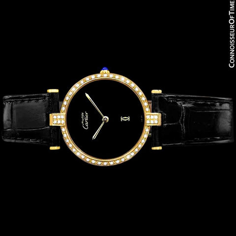 Must De Cartier Vendome Ladies Vermeil Watch - 18K Gold Over Sterling Silver & Diamonds
