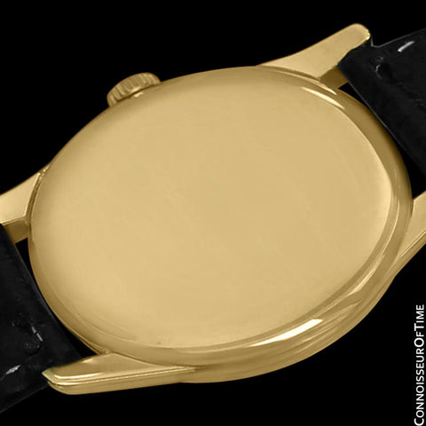 1950's Ulysse Nardin Vintage Chronometer Mens Midsize Dress Watch, Bombe (Bombay) Lugs - 18K Gold Plated