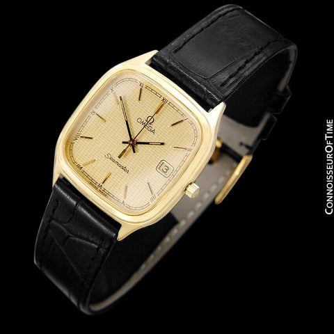 1985 Omega Semaster Brest Vintage Mens Retro Quartz Watch - 18K Gold Plated & Stainless Steel