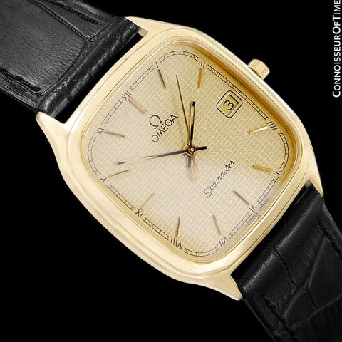 1985 Omega Semaster Brest Vintage Mens Retro Quartz Watch - 18K Gold Plated & Stainless Steel