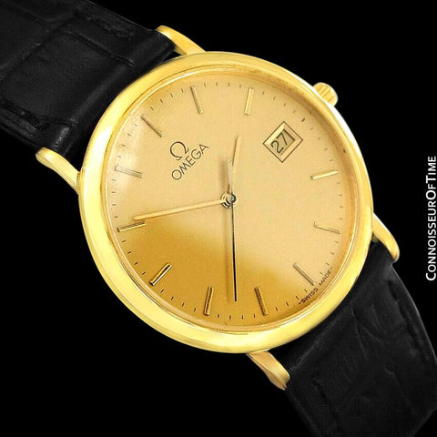 1991 Omega De Ville Mens Midsize Ultra Thin Watch - 18K Gold Plated and Stainless Steel