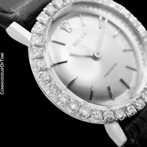 1970 Rolex Pre-Cellini Precision Vintage Ladies Watch, Ref. 2191 - 18K White Gold & Diamonds